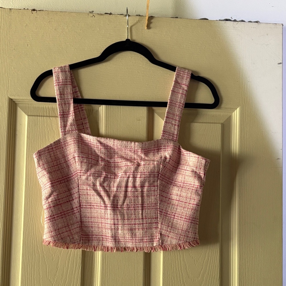 Guess Pink Plaid Women's Crop Top